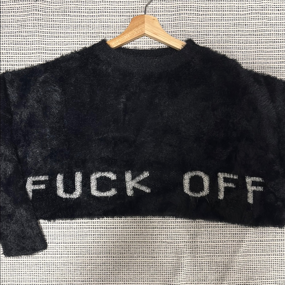 F*ck off Fuzzy cropped Sweater